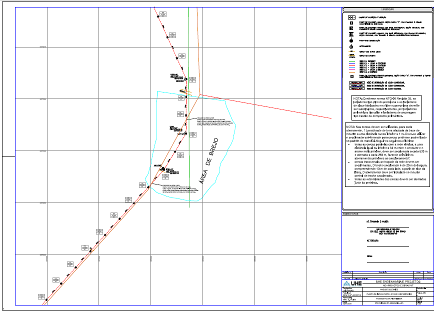 Planta de implantação. Notas e Referência-Fazenda Nova Piratininga